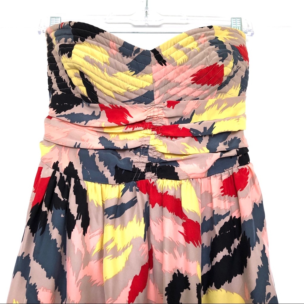 Parker Geometric Pattern Silk Dress Multicolor Abstract Artistic Pattern - Picture 2 of 8